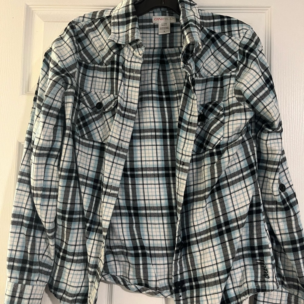 O'Neill Blue and Black Plaid Shirt